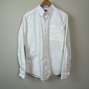 SCOTTEVEST Button Down Shirt Mens M White Excellent TEC Travel Utility Pockets